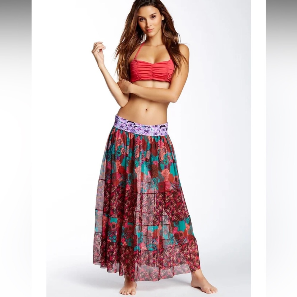 Maaji maxi skirt cover up in cherry red glory Medium - Picture 15 of 15